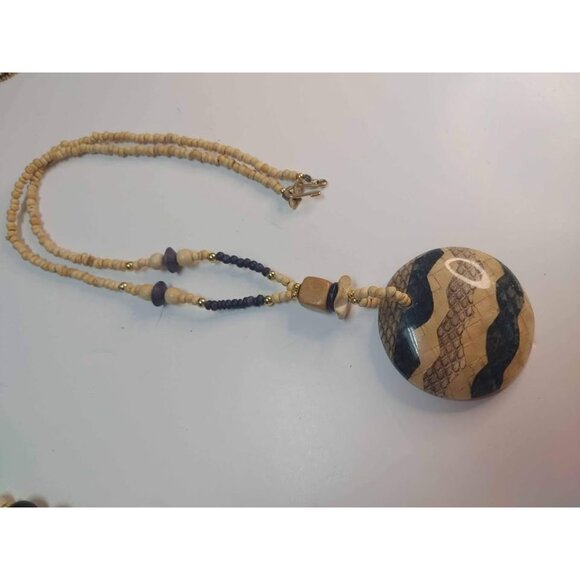 Lot of 6 Necklaces different materials, Boho / Retro - Picture 8 of 9